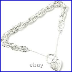 925 Silver Charm Bracelet Fancy Victorian Heart Lock 7 Inches 925 Silver Charm Bracelet Fancy Victorian Heart Lock 7 Inches