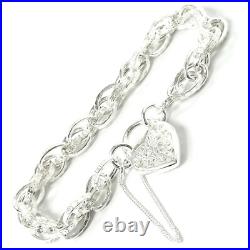 925 Silver Charm Bracelet Fancy Victorian Heart Lock 7 Inches 925 Silver Charm Bracelet Fancy Victorian Heart Lock 7 Inches