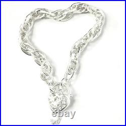 925 Silver Charm Bracelet Fancy Victorian Heart Lock 7 Inches 925 Silver Charm Bracelet Fancy Victorian Heart Lock 7 Inches