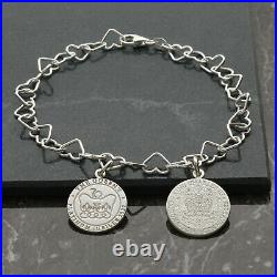 925 Silver Queen Jubilee King Coronation Souvenir Charm Bracelet Official Emblem