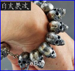 925 Silver Skull Jewelry Beads Charm Bracelet Connector Pendant Open Mouth