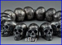 Details about   925 Silver Skull Shape Beads Charm Bracelet Necklace Earring Connector Pendant