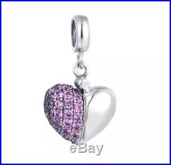 925 Silver Sterling Jewelry I Love You Heart Authentic Pandora Charms Bracelet