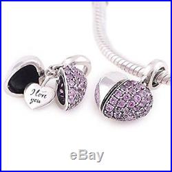 925 Silver Sterling Jewelry I Love You Heart Authentic Pandora Charms Bracelet