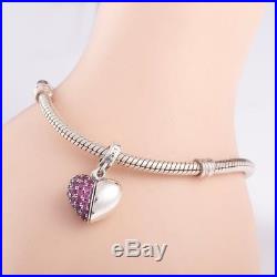 925 Silver Sterling Jewelry I Love You Heart Authentic Pandora Charms Bracelet