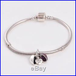 925 Silver Sterling Jewelry I Love You Heart Authentic Pandora Charms Bracelet