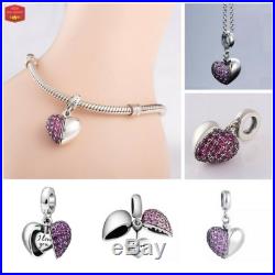 925 Silver Sterling Jewelry I Love You Heart Authentic Pandora Charms Bracelet