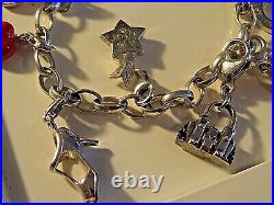 925 Silver Thomas Sabo Belcher Chain 7 long & 9 charms inc Penguin, Pig & Heart