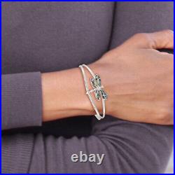 925 Sterling Silver Abalone Dragonfly Bangle Charm Bracelet