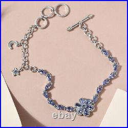 925 Sterling Silver Blue Tanzanite Charm Bracelet Jewelry Gift Size 7.25 Ct 4