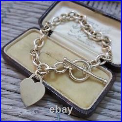 925 Sterling Silver Bracelet, Heart Charm Chain Bracelet, 8 Inches Long, 24gr