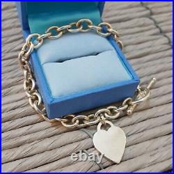 925 Sterling Silver Bracelet, Heart Charm Chain Bracelet, 8 Inches Long, 24gr