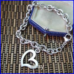 925 Sterling Silver Bracelet, Round Link Chain Bracelet, Heart Charm, 7.5 Long 925 Sterling Silver Bracelet, Round Link Chain Bracelet, Heart Charm, 7.5 Long