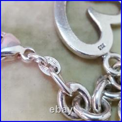 925 Sterling Silver Bracelet, Round Link Chain Bracelet, Heart Charm, 7.5 Long 925 Sterling Silver Bracelet, Round Link Chain Bracelet, Heart Charm, 7.5 Long
