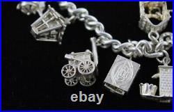 925 Sterling Silver CHARM BRACELET inc. Heart Padlock, Transport, (67g)