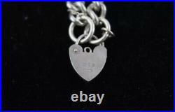 925 Sterling Silver CHARM BRACELET inc. Heart Padlock, Transport, (67g)