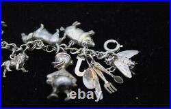 925 Sterling Silver CHARM BRACELET with Opening, Moving, Animal (61g)