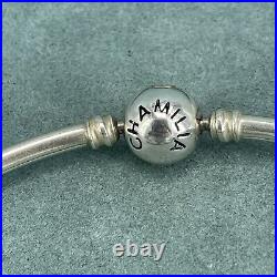 925 Sterling Silver Charm Bracelet Christmas Enamel 14 Charms Bangle Chamilia