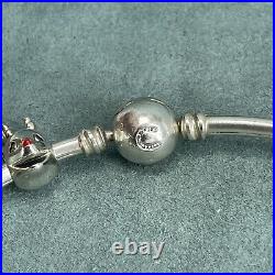 925 Sterling Silver Charm Bracelet Christmas Enamel 14 Charms Bangle Chamilia