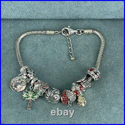 925 Sterling Silver Charm Bracelet Disney Alice Wonderland Moana Mickey Mouse