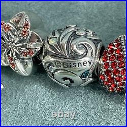 925 Sterling Silver Charm Bracelet Disney Alice Wonderland Moana Mickey Mouse