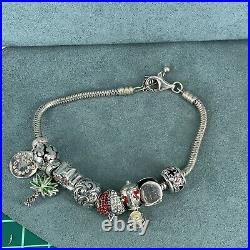 925 Sterling Silver Charm Bracelet Disney Alice Wonderland Moana Mickey Mouse