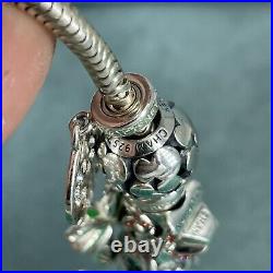 925 Sterling Silver Charm Bracelet Disney Alice Wonderland Moana Mickey Mouse