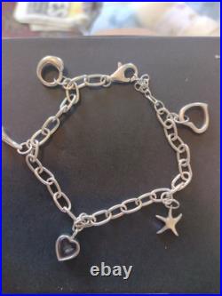 925 Sterling Silver Charm Bracelet With 5 Silver Charms