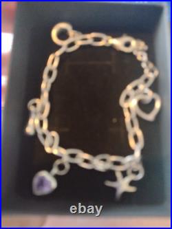 925 Sterling Silver Charm Bracelet With 5 Silver Charms