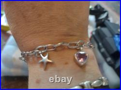925 Sterling Silver Charm Bracelet With 5 Silver Charms