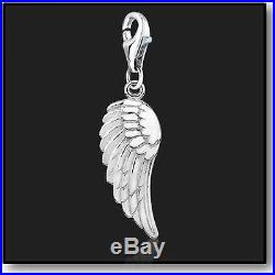 925 Sterling Silver Clip on Bracelet Charm Angel Wing 3D Charms for Bracelets uk