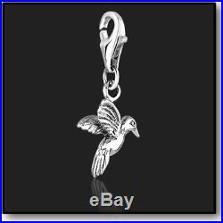925 Sterling Silver Clip on Bracelet Charms Humming Bird 3D Charm for Bracelets