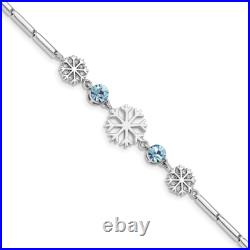 925 Sterling Silver Crystals Snowflake 1 inch Chain Charm Bracelet