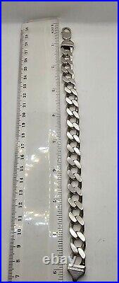 925 Sterling Silver Cuban Link Chain Bracelet 55.72grams 23.5cm Lengh