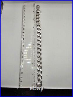 925 Sterling Silver Cuban Link Chain Bracelet 55.72grams 23.5cm Lengh