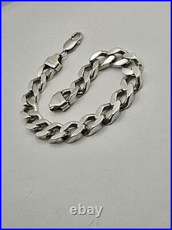 925 Sterling Silver Cuban Link Chain Bracelet 55.72grams 23.5cm Lengh