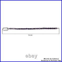925 Sterling Silver Cubic Zirconia CZ Amethyst Tennis Charm Bracelet Size 7.25