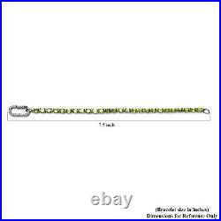 925 Sterling Silver Cubic Zirconia CZ Peridot Tennis Charm Bracelet Size 7.25