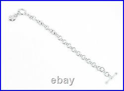 925 Sterling Silver Genuine Diamonds Love Heart Charmed Chain Bracelet- BT2171
