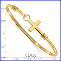 925 Sterling Silver Gold Cross Bangle Charm Bracelet