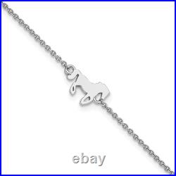 925 Sterling Silver Horse 6.25 inch Plus 1 inch Chain Charm Bracelet
