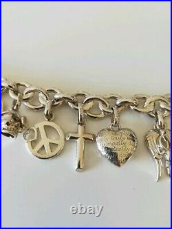925 Sterling Silver Links Of London Charm Bracelet with 11 charms