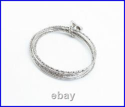 925 Sterling Silver Love Heart Charmed Stacking Bangle Bracelets BT2505