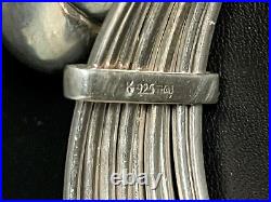 925 Sterling Silver Multi-bend Bangle Bracelet With Heart Charm