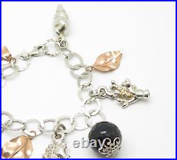925 Sterling Silver Nautical Charm Bracelet 6.75