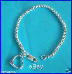 925 Sterling Silver Solid Open Heart BELCHER Chain Charm Bracelet B'Day GIFT BOX