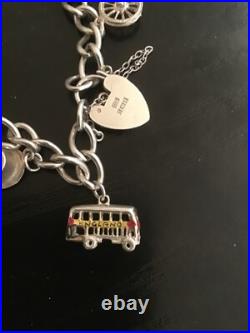 925 Sterling Silver Vintage Charm Bracelet w. 10 Charms Boxed VGC 925 Sterling Silver Vintage Charm Bracelet w. 10 Charms Boxed VGC