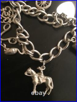 925 Sterling Silver Vintage Charm Bracelet w. 10 Charms Boxed VGC 925 Sterling Silver Vintage Charm Bracelet w. 10 Charms Boxed VGC