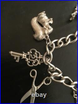 925 Sterling Silver Vintage Charm Bracelet w. 10 Charms Boxed VGC 925 Sterling Silver Vintage Charm Bracelet w. 10 Charms Boxed VGC