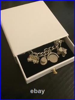 925 Sterling Silver Vintage Charm Bracelet w. 10 Charms Boxed VGC 925 Sterling Silver Vintage Charm Bracelet w. 10 Charms Boxed VGC